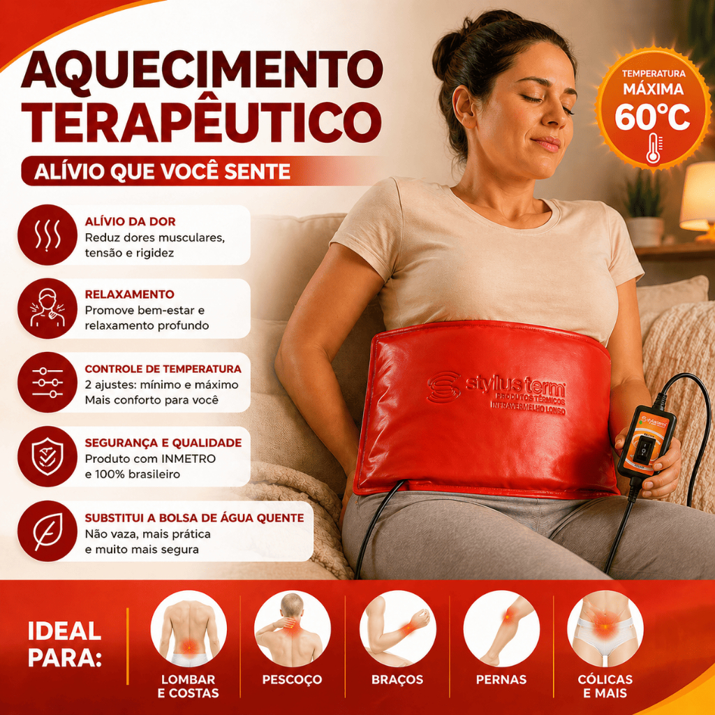 Compressa Térmica Elétrica 35x40cm Alivia Dores Crônicas Musculares Lombares Costas Pescoço Cólicas  - 127v StyllusTerm