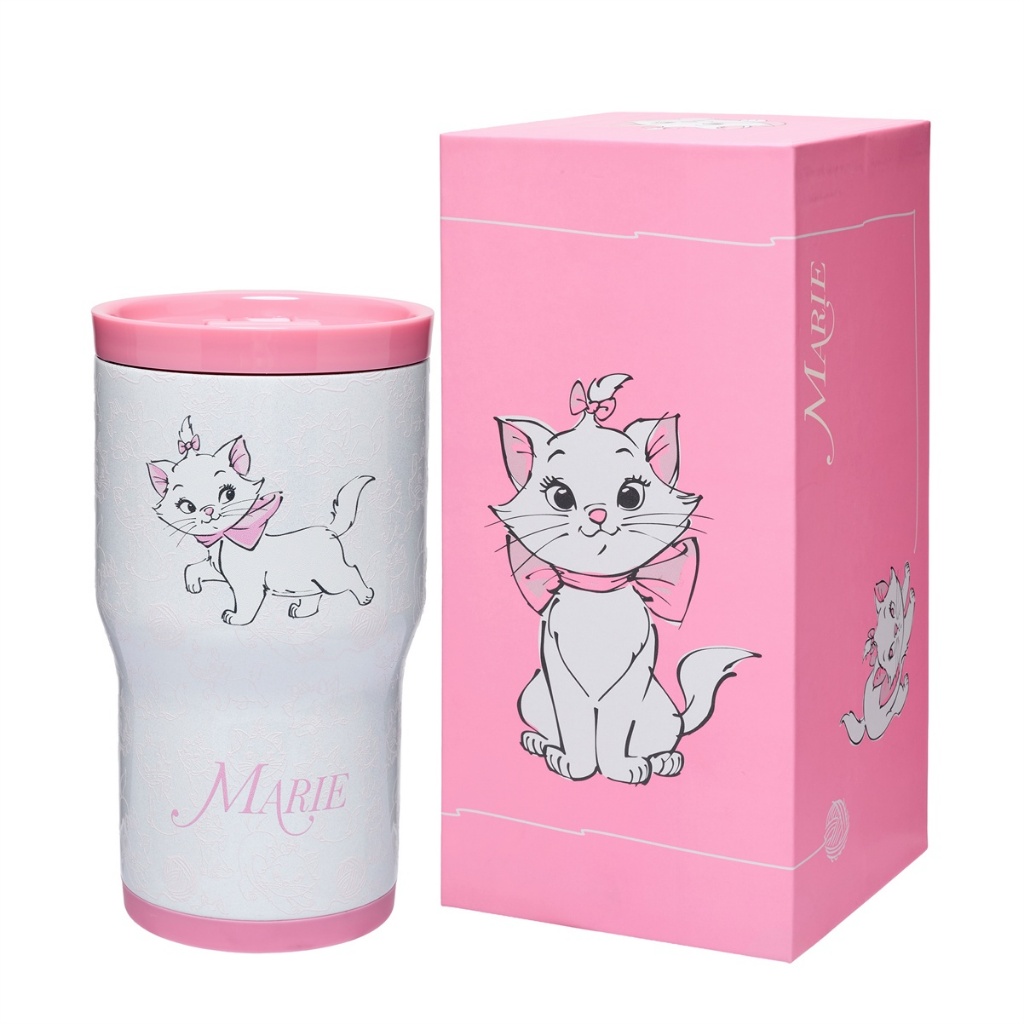 Copo Térmico Gatinha Marie 532ML Inox Resistente com Canudo - Bebidas Quentes ou Frias Original Disney