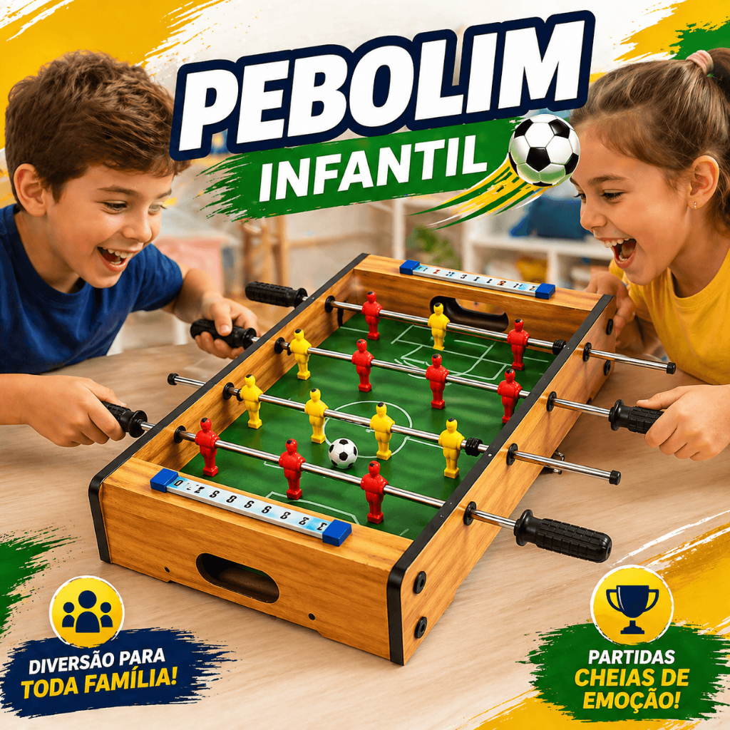 Pebolim Mesa Madeira Compacta Portatil Jogo Futebol Entretenimento Familiar Competição
