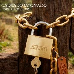 Cadeado Stam Original Cadeado de Correntes Stam Zamac Cadeado Latonado Resistente Durável 25mm 45mm