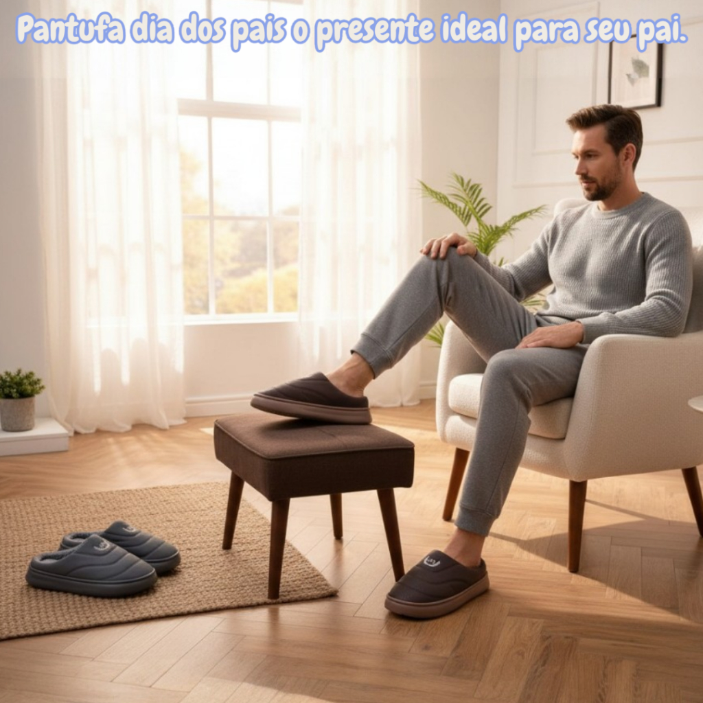 Pantufa Inverno Masculino Dia Dos Pais Forrada Quente Luxo
