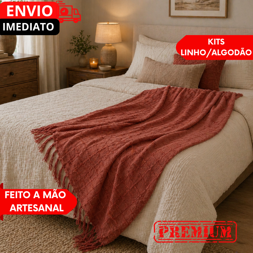 KIT 1/2 UNIDADES Peseiras Cama Casal Queen King Manta de Tricot/LINHO Para Cama Sofá Decoração FI