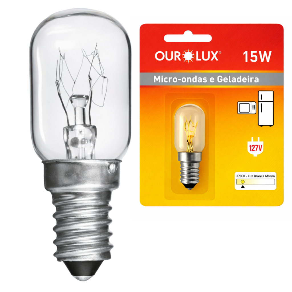 Lampada 15w Bocal E14 Para Geladeira Fogao Microondas 127v