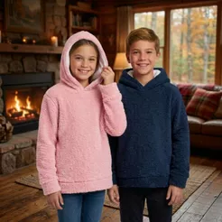 🔥Blusa de Frio Infantil Com Capuz Teddy Casaco Inverno Peluciado Unissex Meninos Meninas 2 a 16 Anos