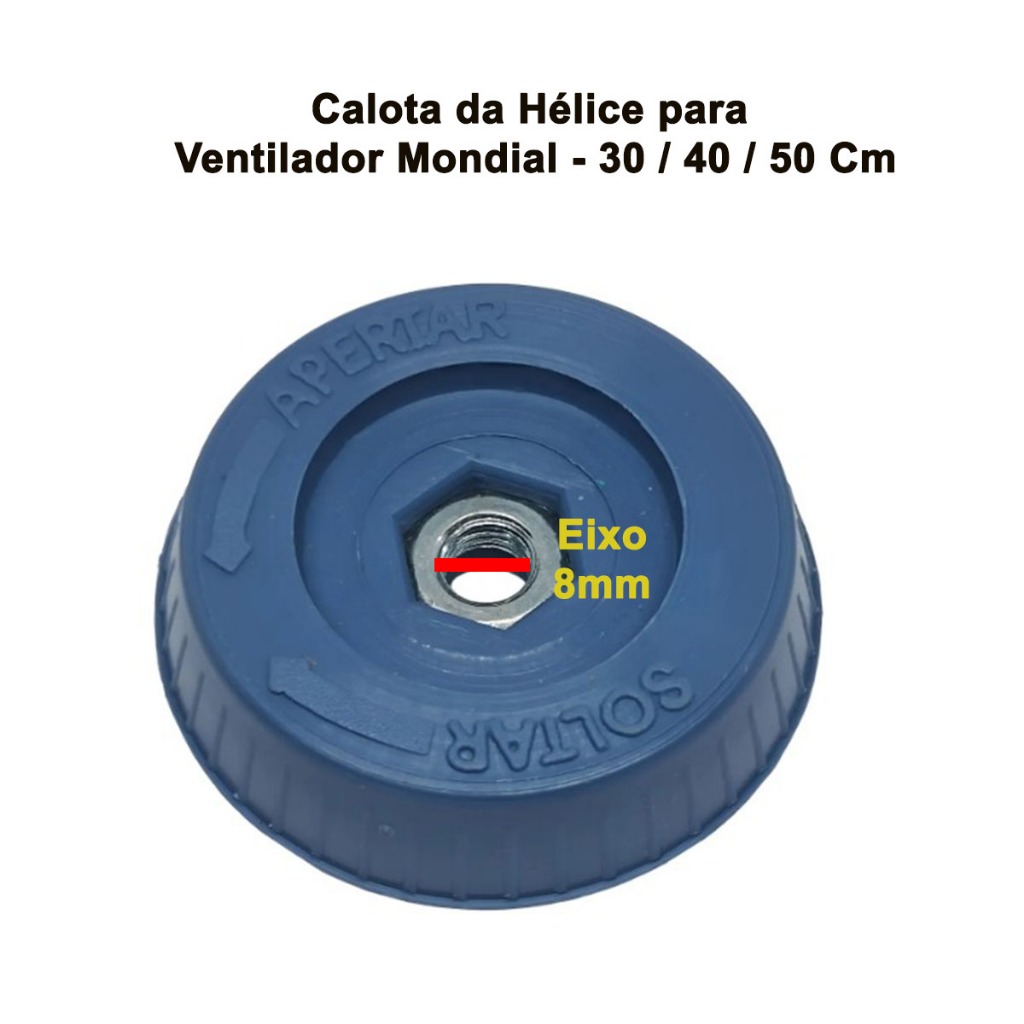 Trava Calota Botão Da Hélice COM Porca Para Ventilador Mondial Azul