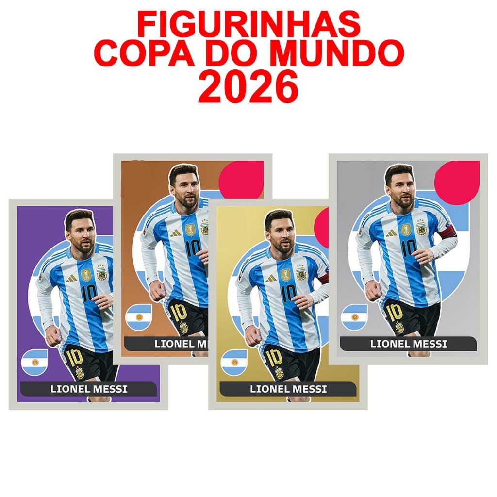 kit Messi Figurinhas Legends Cristiano Ronaldo Copa do Mundo 2026 - Neymar - CR7 - Extra Sticker - Messi