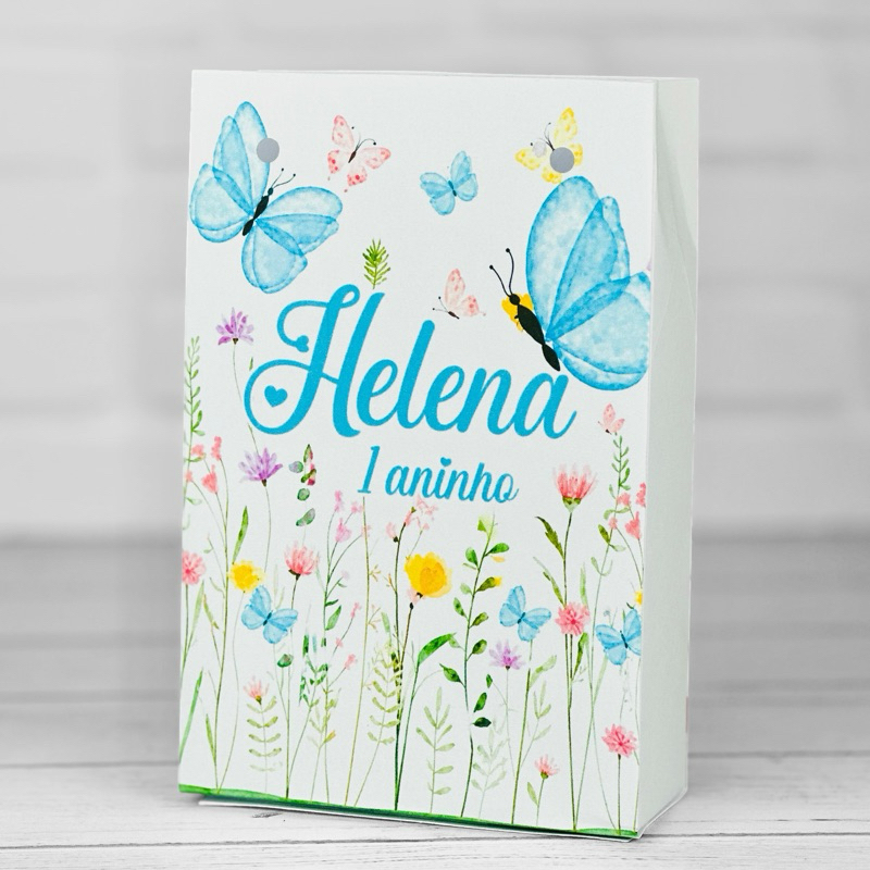 Sacolinha Personalizados Jardim Encantado Borboletas Azul PEGUE E MONTE Lembrancinha Mimos Festa Aniversário Infantil