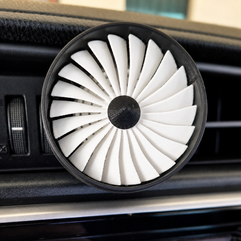Difusor de Ar Carro Turbo - Aromatizador Turbina de Avião - Gira com Ar Condicionado - ABS Premium