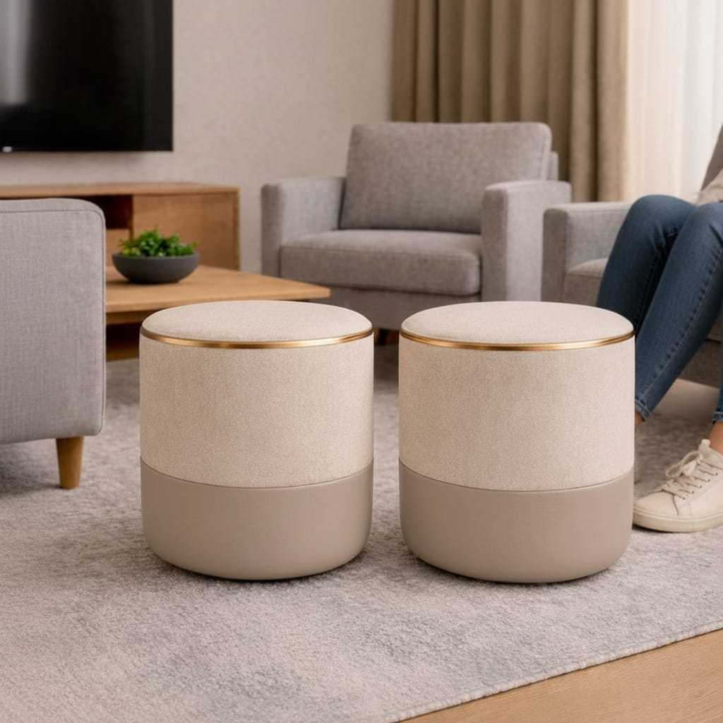 Puff Redondo Grande Reforçado Premium Provador banqueta Assento Sala Luxo Decoração Descanso Pé