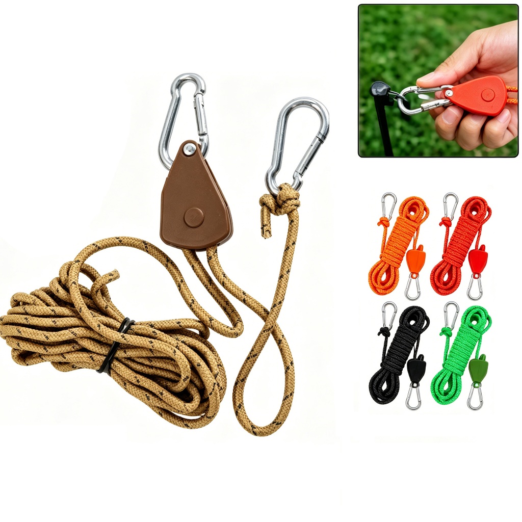 Corda Tensor Multiuso de 4mm 4m Barraca Super Resistente para Varal Camping Lona Moto e Uso Geral
