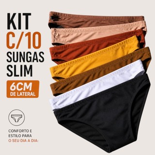 Kit c/10 Sungas Masculina  Slim 6cm de Lateral - CORES SORTIDAS