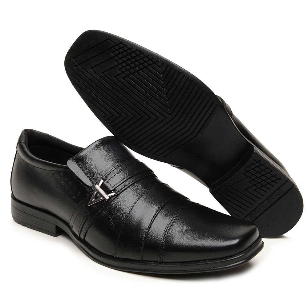 Sapato Social Masculino em Couro Legitimo com enfeite em metal Mocassim Conforto e Estilo
