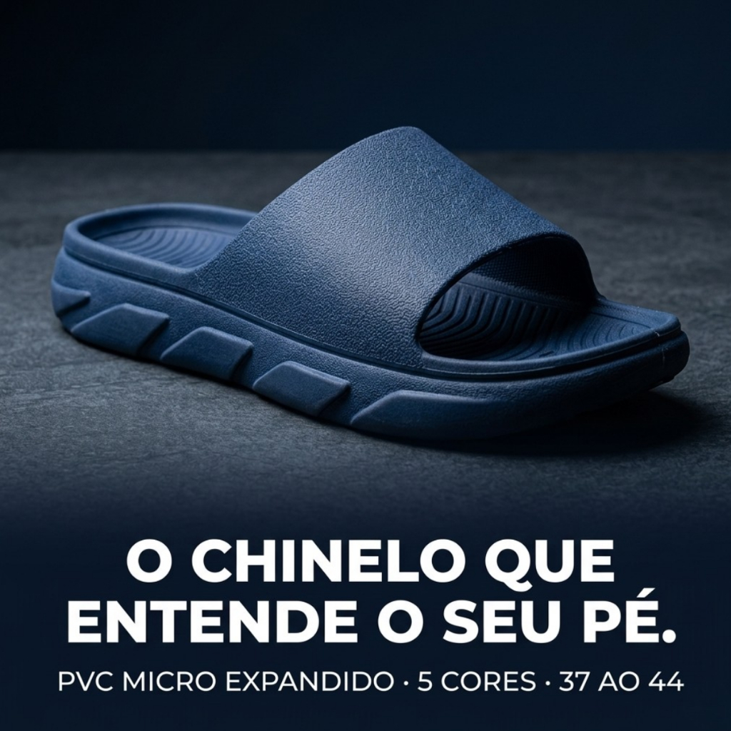 Chinelo Masculino Slide Anatômico PVC Micro Expandido Solado Tratorado Resistente Dia a Dia 5 Cores