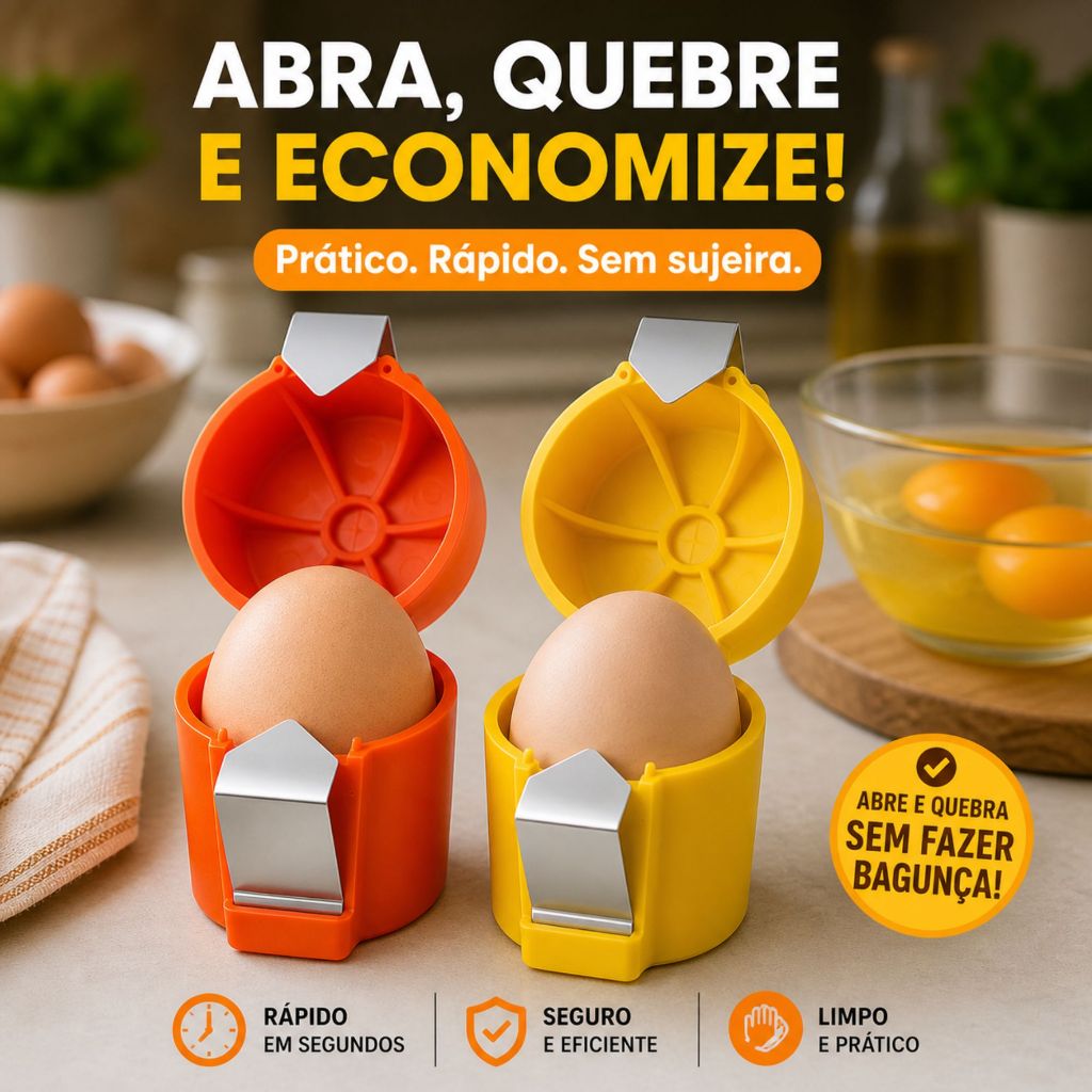 Kit 3 Abridor Quebrador Casca De Ovo Separador De Ovos Para Crus Cortador De Aço Inox Reforçado Resistente