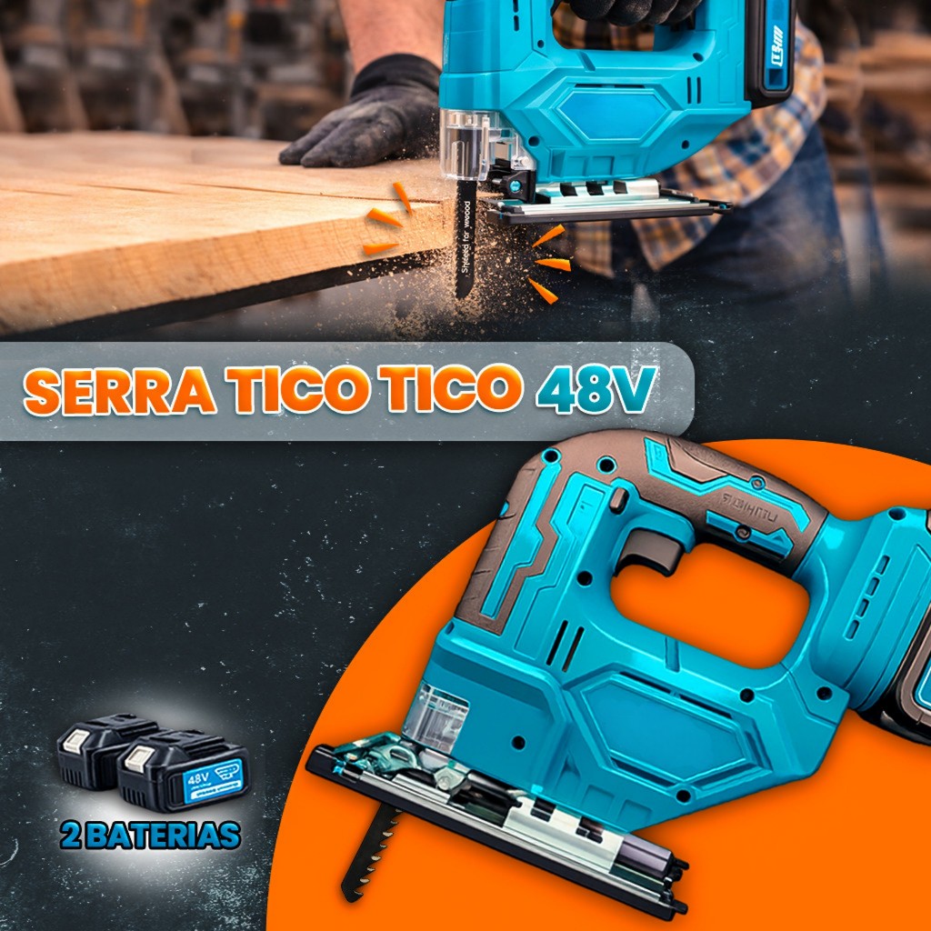 Serra Tico-tico Sem Fio 48v Com 2 Baterias + Carregador Bivolt e Maleta Luatek LWJ-602