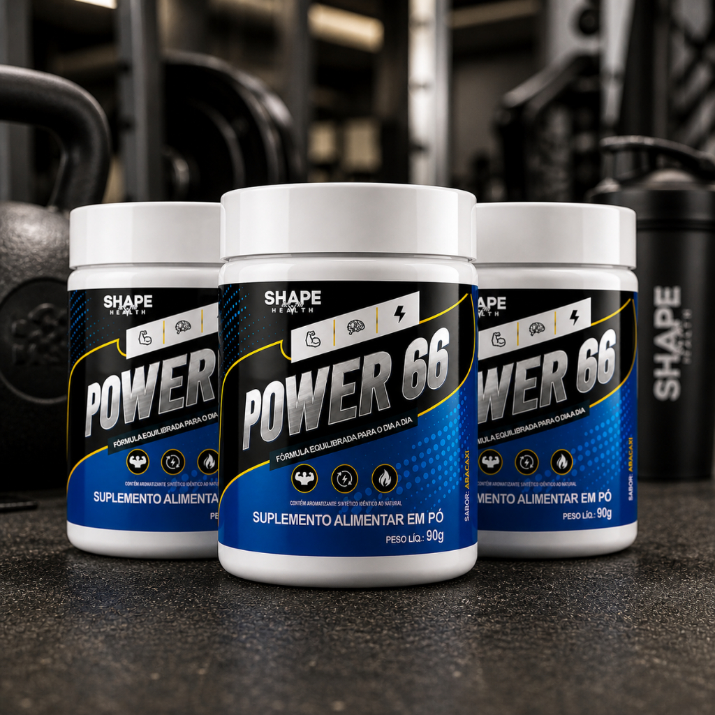 Kit 3 Power 66 Suplemento Em Pó Para Vigor Libido 90g 3 Pote Potencia e Vigor 90g Sabor Frutado Loja Oficial