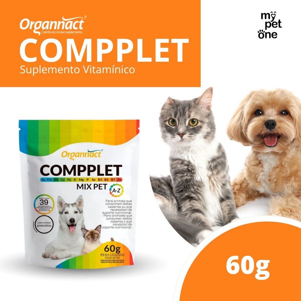 Suplemento Compplet Mix Pet A-Z Organnact 60g Para Cães e Gatos