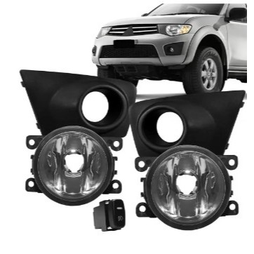 Kit Farol de Milha Triton 2011/2012/2013/2014/2015/2016/2017/2018 com Molduras e Botão Original.