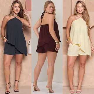 Conjunto Feminino Elegância  Assimétrico+ Short Decote Halter