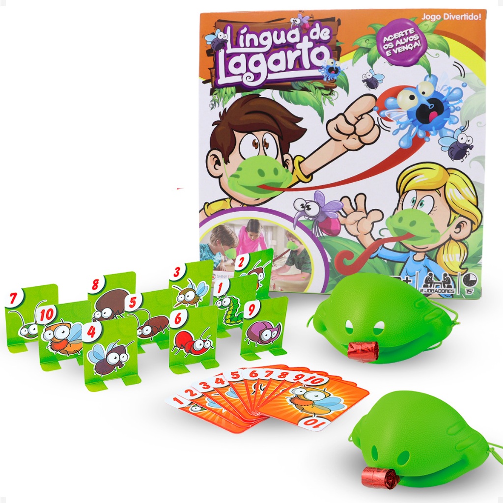 Kit Brinquedo Infantil Língua De Sapo Lagarto Jogo Criança Diversão Garantida Para Toda Familia