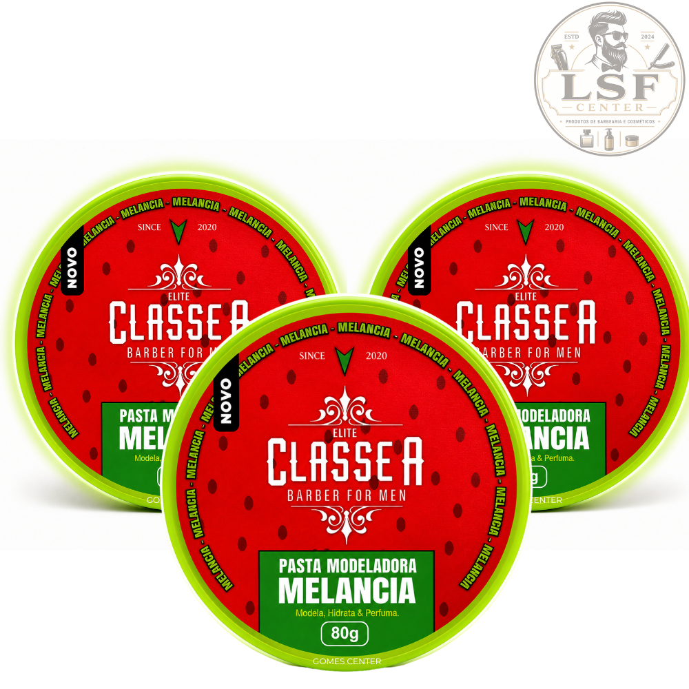 Pomada Modeladora Melancia 80g cada Classe A - Modela, Hidrata & Perfuma Barbearia Fox