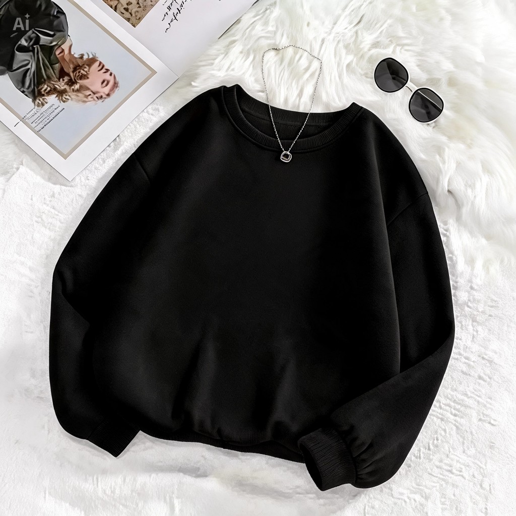 Moletom Gola Careca Redonda Unissex Blusa de Frio Casaco Liso Masculino Feminino