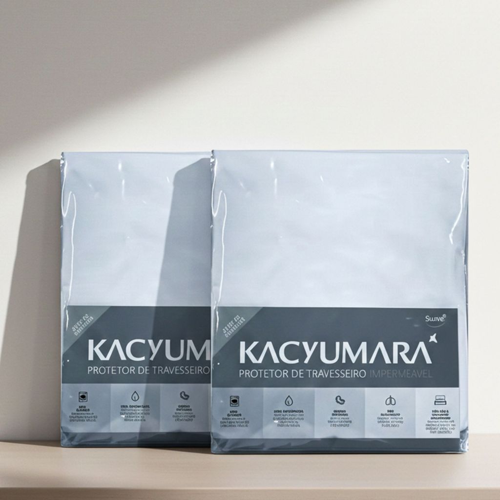 Kit 2 Capas Protetoras De Travesseiro Kacyumara Impermeável 100% Algodão Com Zíper Antialérgico