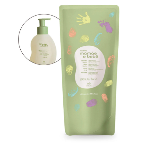 Refil Sabonete Líquido da Cabeça aos Pés Mamãe e Bebê 200 ml natura