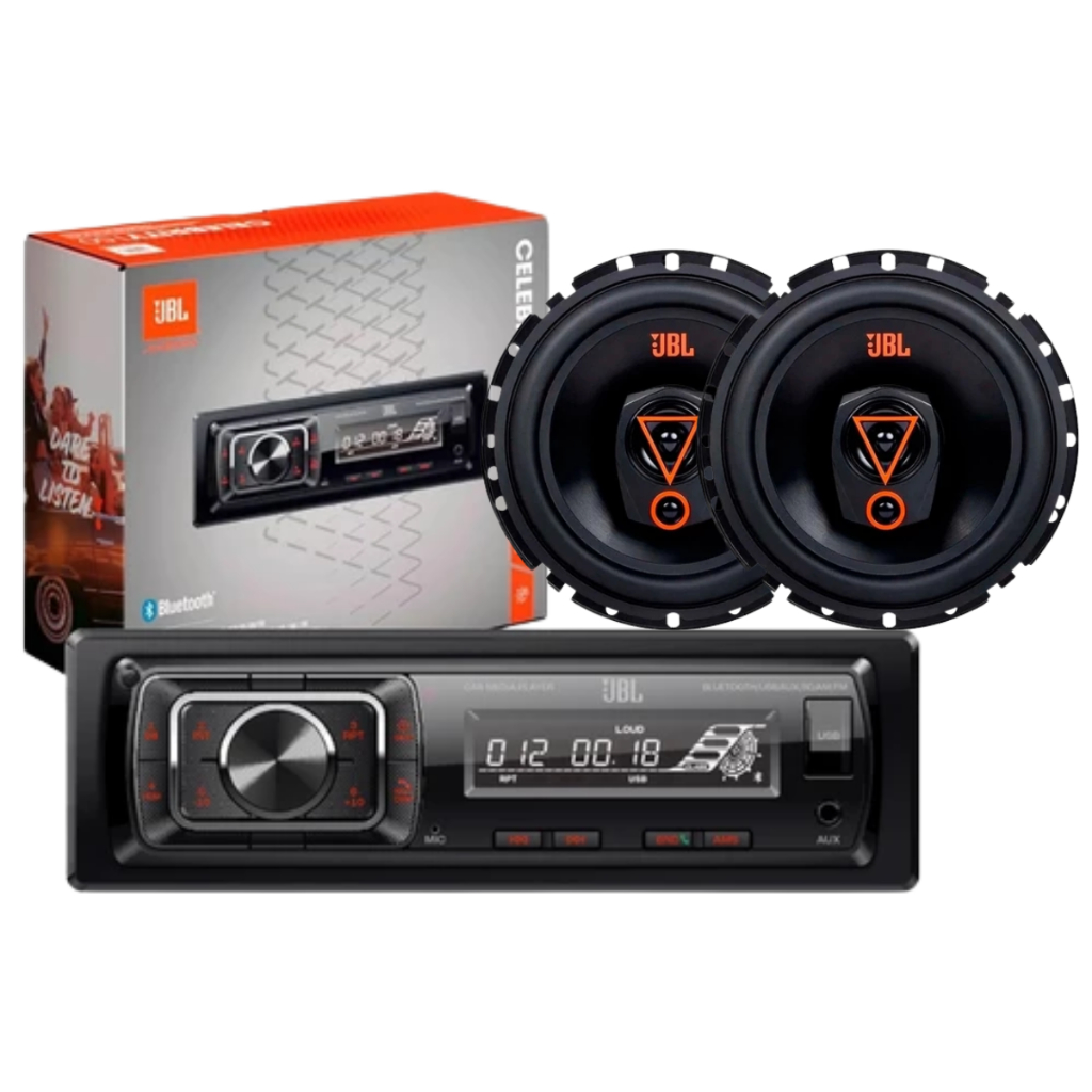 Kit Som Rádio Celebrity 150 Bluetooth + Par Alto Falante 6 Pol JBL 6TRMS80 Multisystem 160W Rms