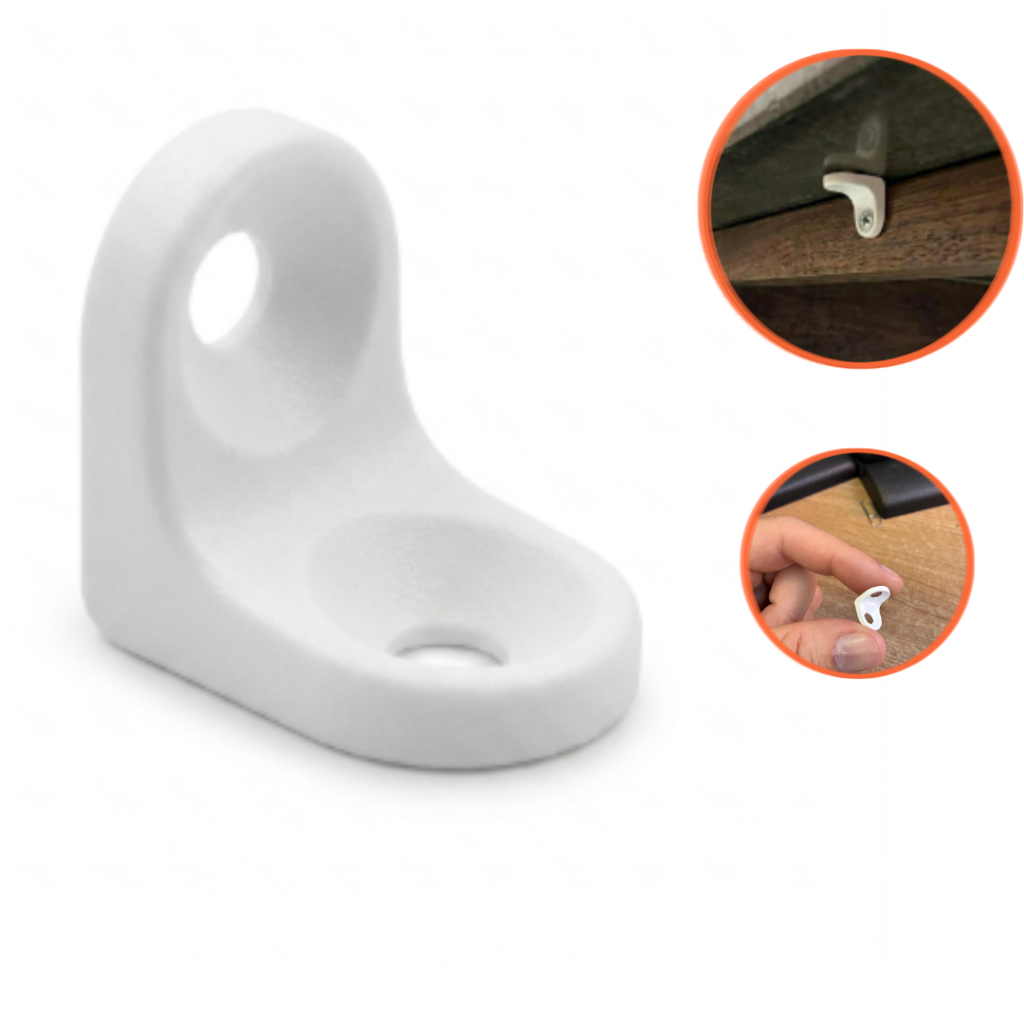 Suporte Prateleira Cantoneira Cadeirinha Metal Branco com 2 Furos 12 mm  x 12 mm