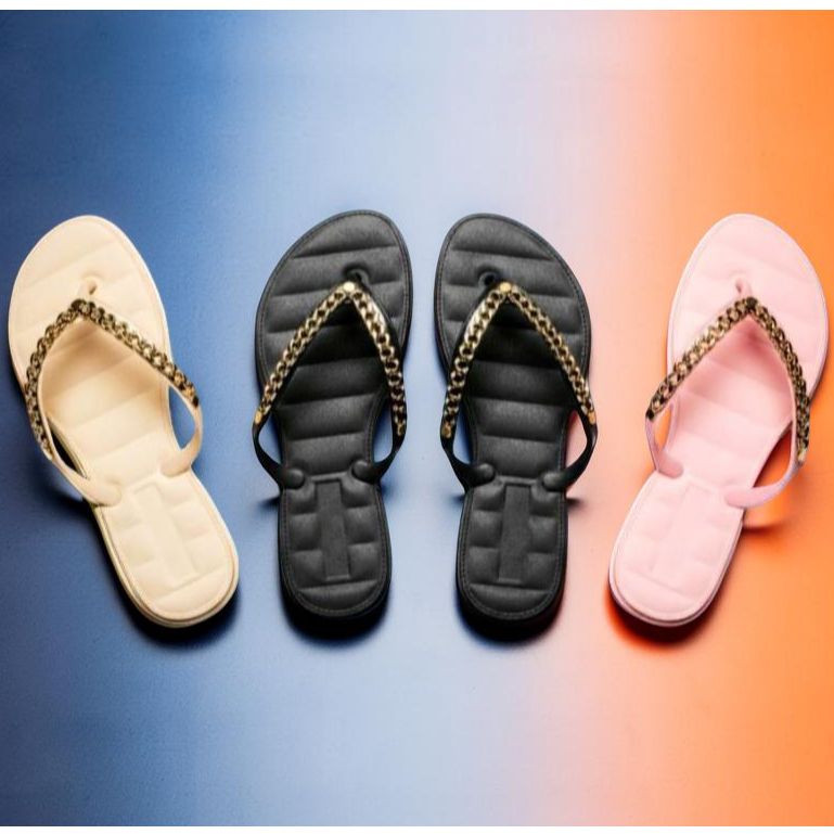 Chinelo Feminino Tira Dourada Leve, Confortável e Casual - Achadinhos da Raq