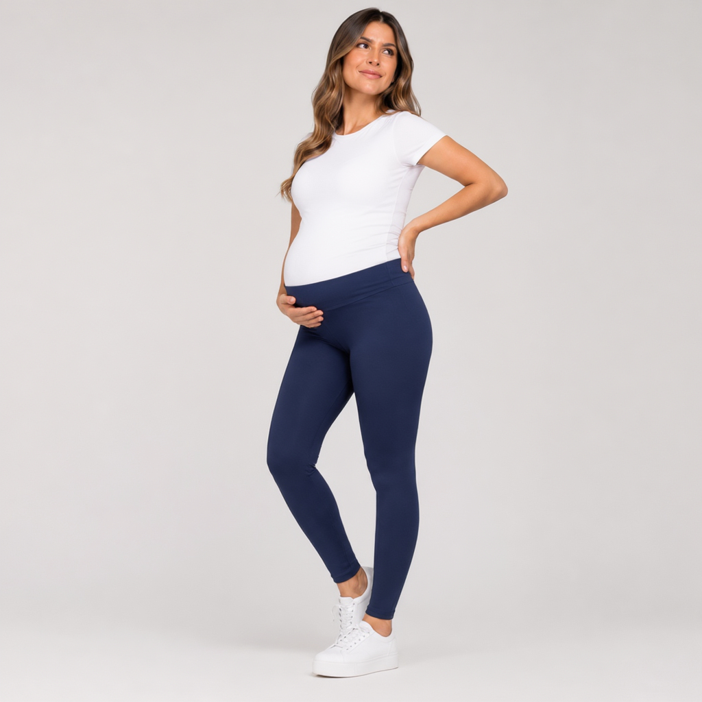 Calça Legging Gestante Cós Alto Anatômico Sem Costura