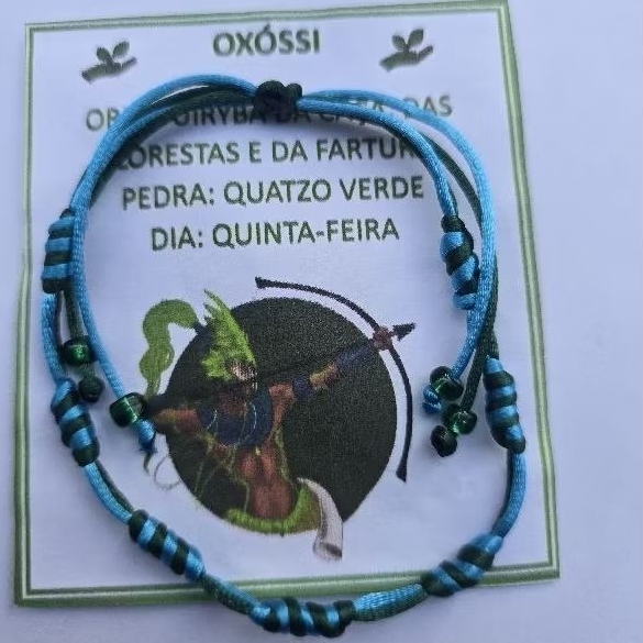 Pulseira 7 Nós KABBALAH ORIXÁ OXOSSI - Proteção e Equilíbrio Espiritual Mal Olhado Orixás Umbanda Candomblé (ajustável)
