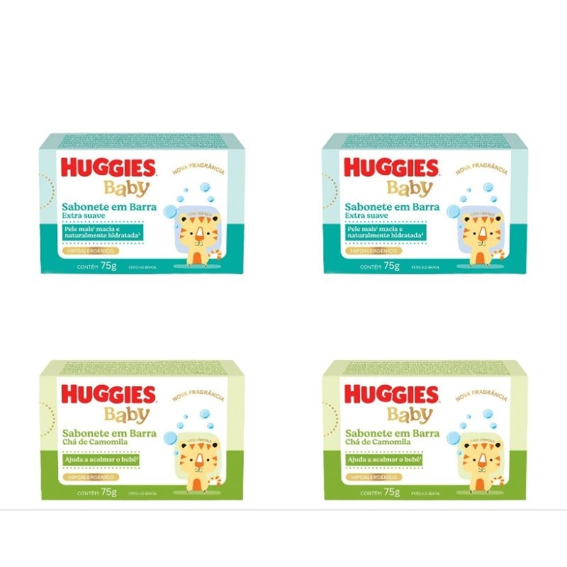 Sabonete Huggies Barra Kit c/ 4 Unidades 75g A Hora do Banho