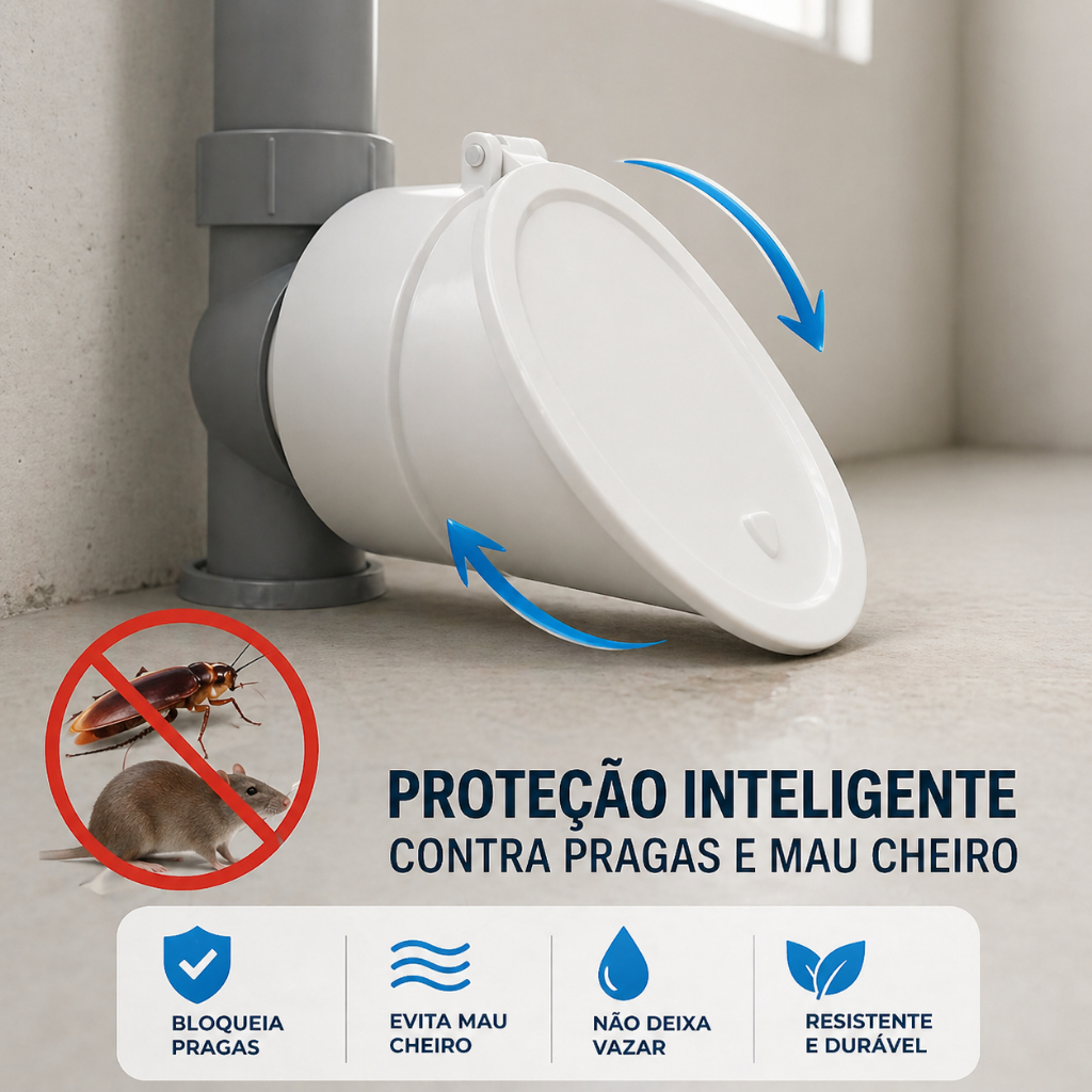 Válvula Retenção Esgoto Retorno Mau Cheiro Contra Insetos 40mm 50mm 75mm 100mm 150mm / 2, 3, 4, e 6 polegadas