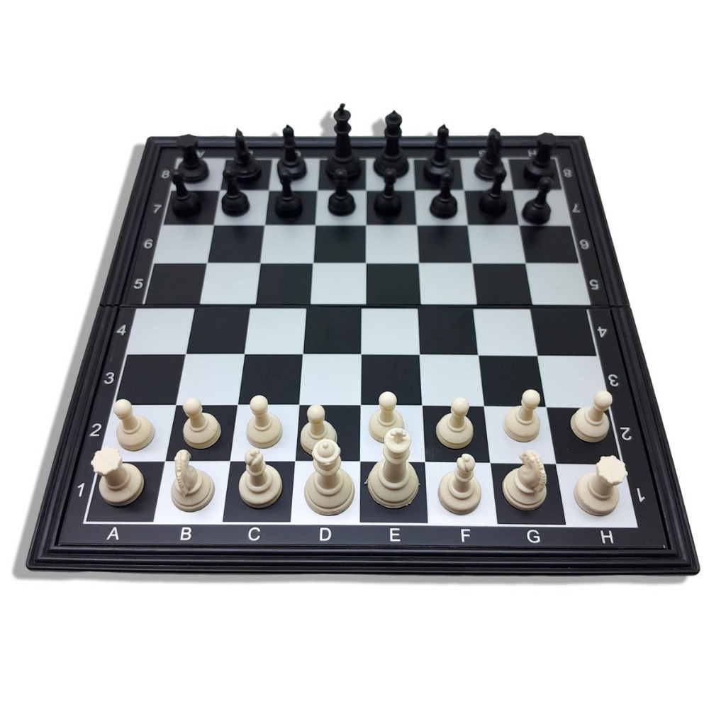 Tabuleiro Xadrez Magnético 19x19cm Dobrável Peças Pretas e Brancas INMETRO - Jogo de Estratégia