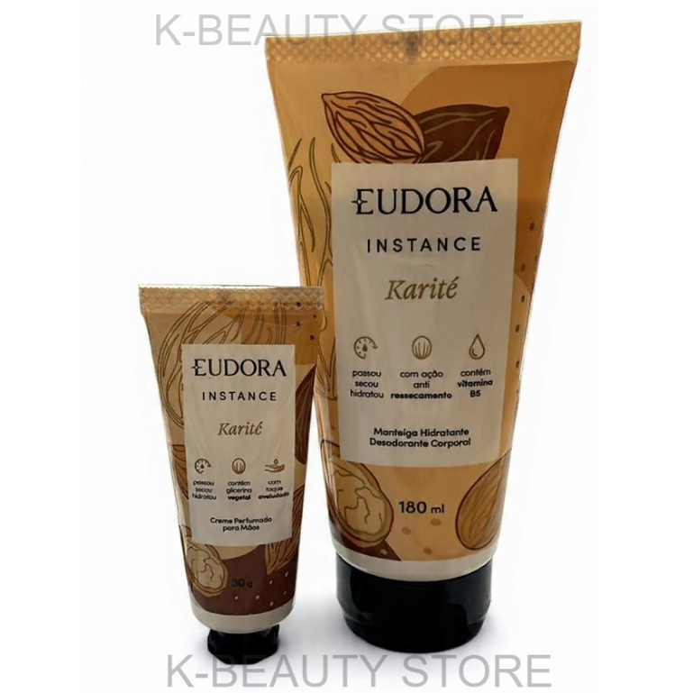 Kit EUDORA Instance Karité Creme Perfumado para Mãos 30g +Manteiga Hidratante Desodorante Corporal 180ml