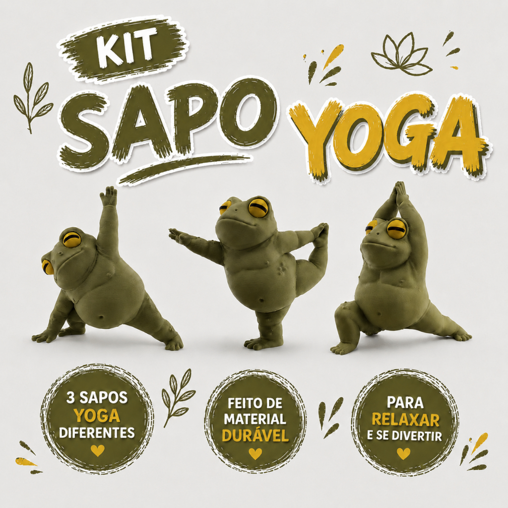 Imagem Kit Sapo Yoga Decorativo 3D Mini Estátua Relaxamento Zen 7cm