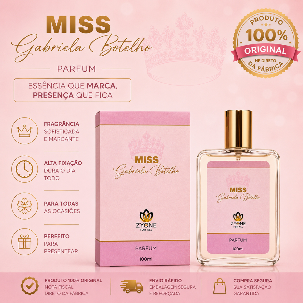 Perfume Miss Gabriela Botelho Feminino Árabe Zyone Alta Fixação Essência Importada Parfum Afeef