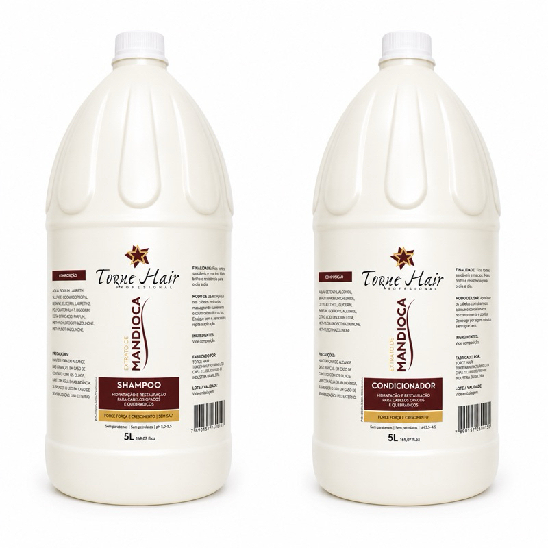 Shampoo E Condicionador 5l Mandioca Profissional Pra salão de beleza Facilita Escova e Prancha Ph neutro