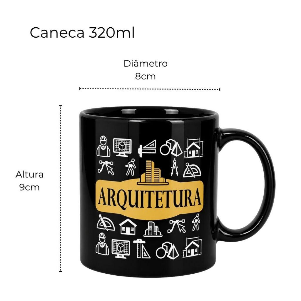 Caneca Profissão Arquitetura Cerâmica 320ml | Presente Formatura Faculdade