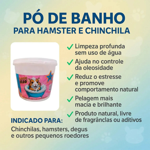 PÓ DE BANHO A SECO PARA ROEDORES HAMSTER CHINCHILA 1 KG — imagem 2 de 2