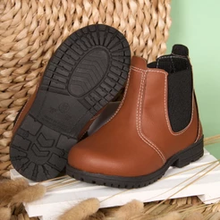 Bota Infantil Menino Jequinha Tratorado Cano Médio Botinha Jeca Caipira Estilo Festa Junina Moda Coturno Cauntry