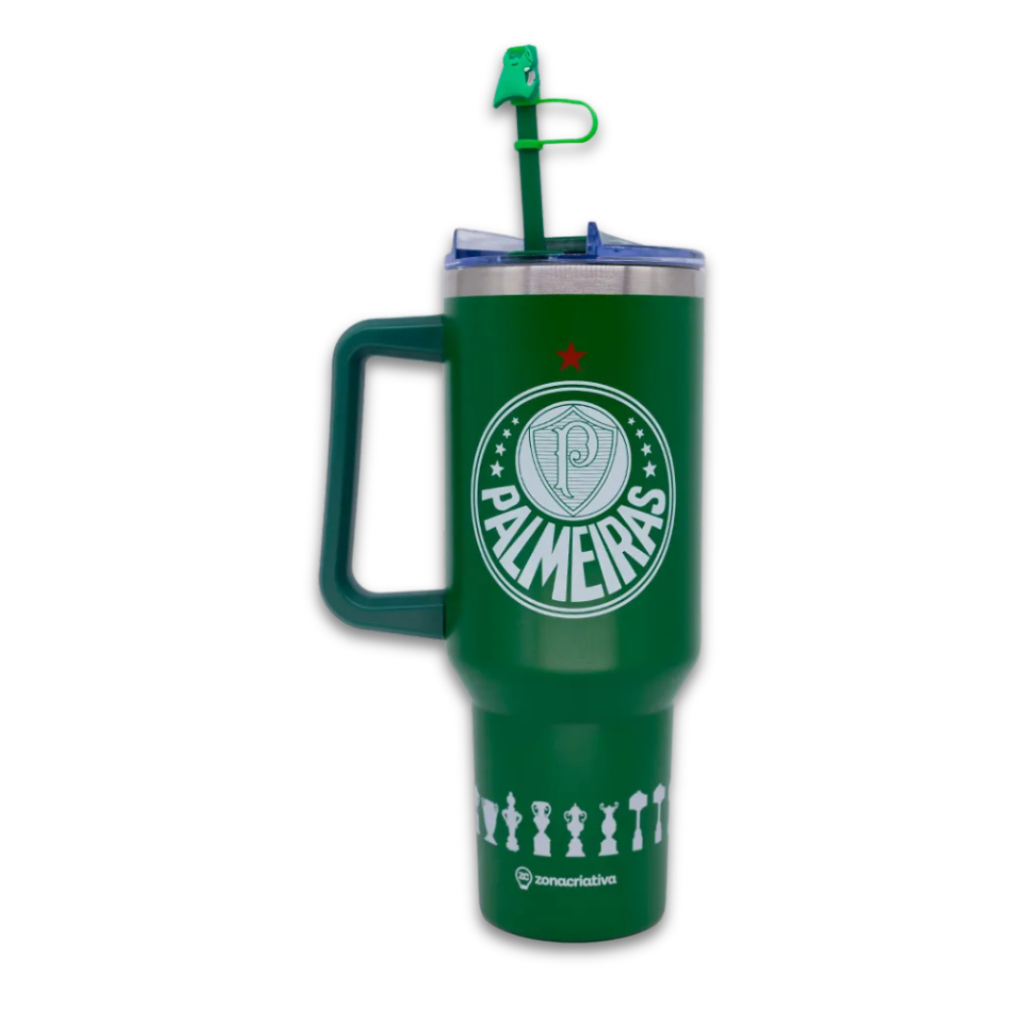 Copo Canecão Time Palmeiras Tumbler 1,15lt Oficial Porco Verde Palmeiras Presente Pai Amigo Garrafa Termico