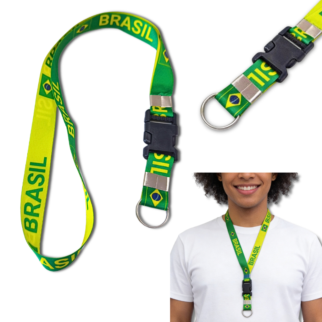 cordão brasil Chaveiro Moto Tirante Engate Porta Crachá Lanyard