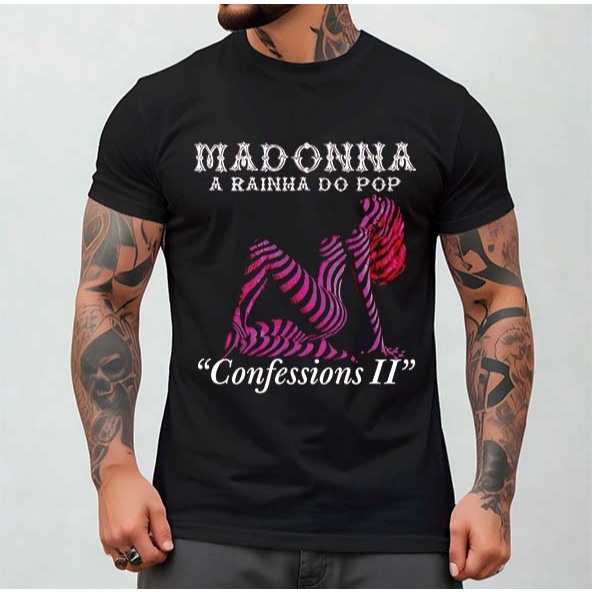 Camiseta algodão  Cantora Madonna a rainha do POP 'Confessions on a Dance Floor',  Cnfessions on a Dance Floor', II