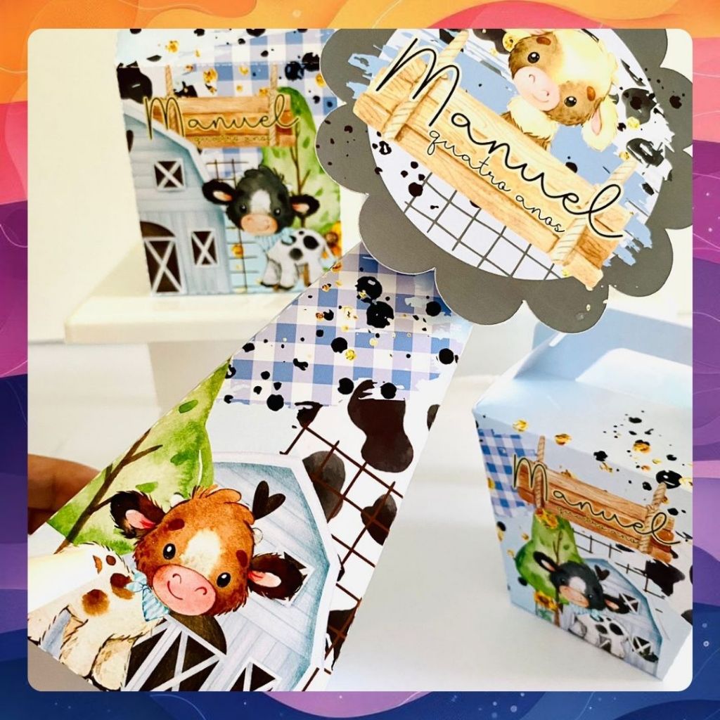 PEGUE E MONTE Kit Personalizado FAZENDINHA AZUL  | Kit Completo | Caixinhas Personalizadas | Lembrancinhas