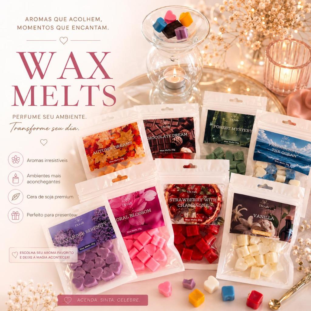 Wax Melts Pastilhas Aromáticas para Difusor Elétrico ou Rechaud | Diversos Aromas 35g