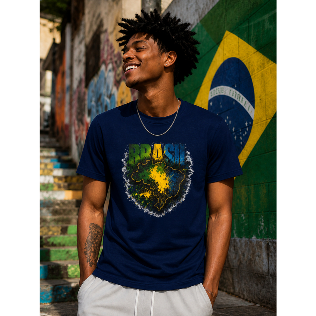 Camiseta Brasil Copa do Mundo 2026 Torcedor Estampada Masculina/Unissex 100% Algodão