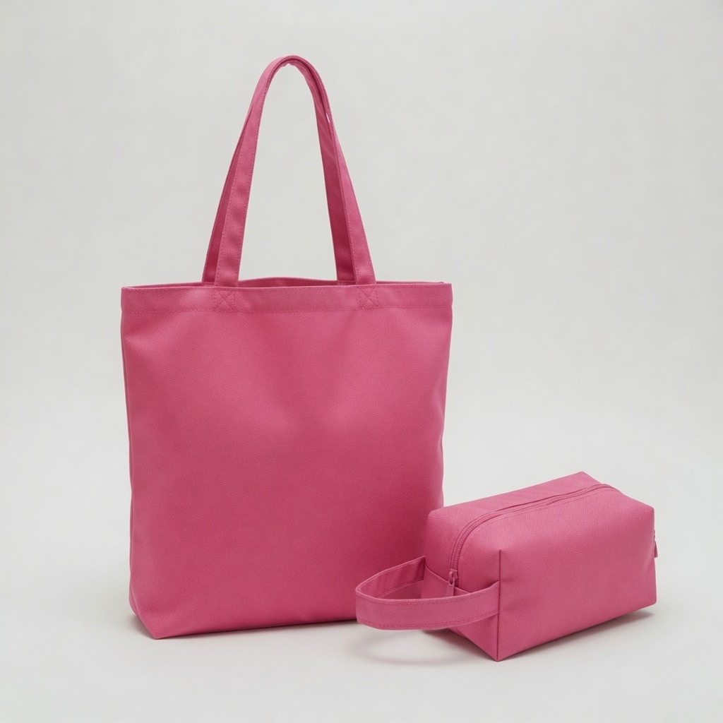 Kit Bolsa feminina Nylon + Necessaire Pequena Sacola Tote Shopping Média
